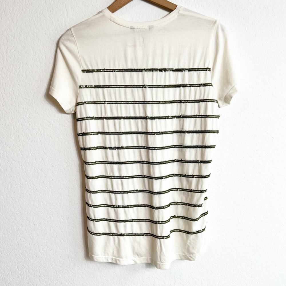 LAUREN RALPH LAUREN CREAM GREEN SEQUIN WOMEN SHORT SLEEVE TOP BRAND NEW - Picture 4 of 6
